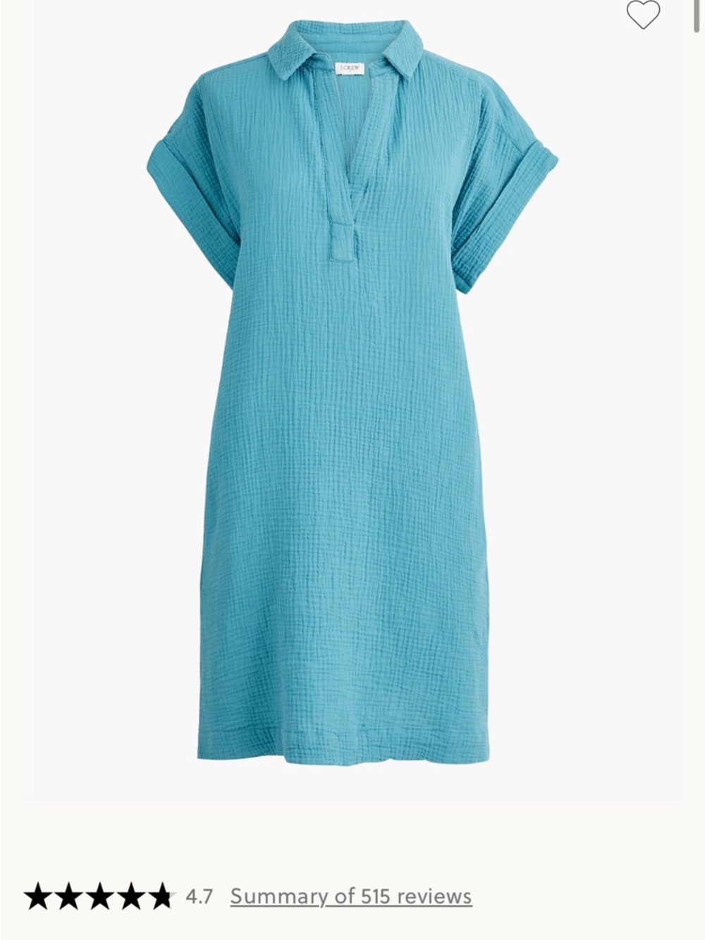 J. Crew Cotton Gauze Cover-Up Dress in Aqua Blue, XS